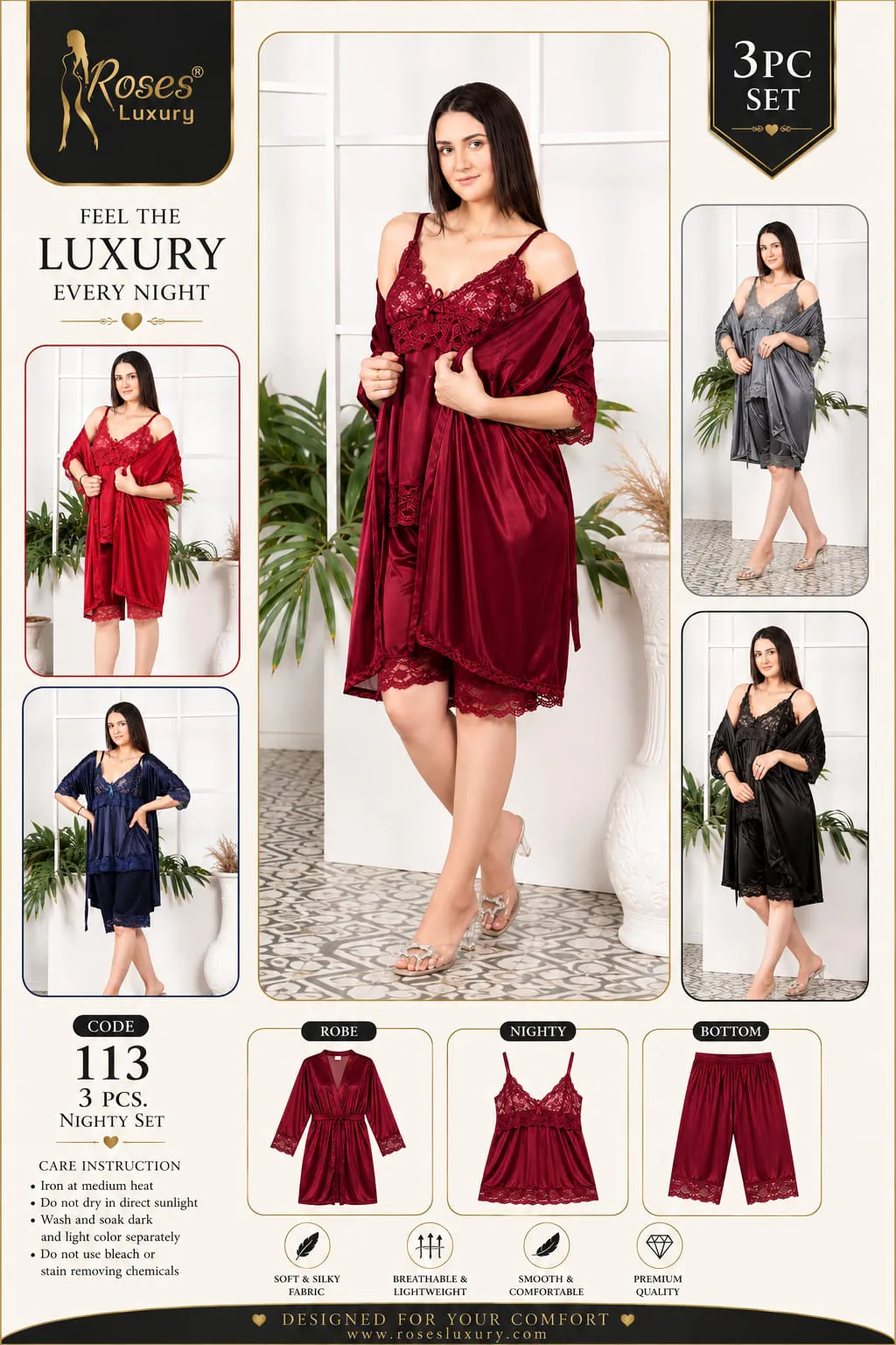 Satin Nightwear Colour Edit – Assorted ladies nightwear by Nightywear
